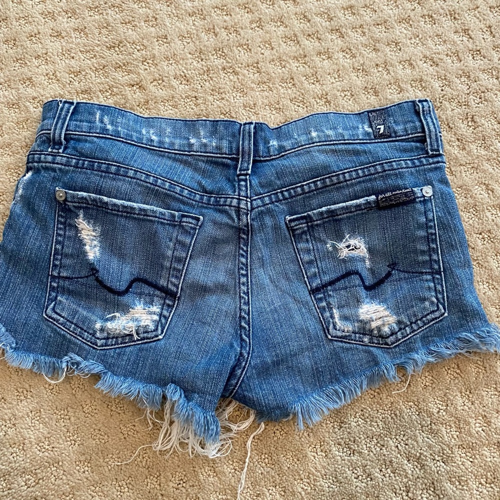 7 For All Mankind low-rise jean ripped jean shorts